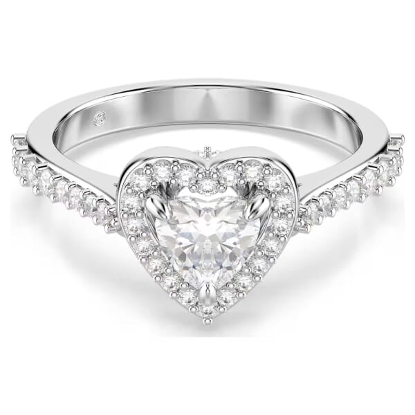 Swarovski Una Angelic motif ring Mixed cuts, Heart, White, Rhodium plated - 5744045